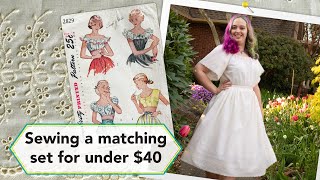 Sewing project under $40: Eyelet Peasant shirt & Skirt Set | Vintage sewing project + sew with me