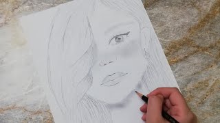 طريقة رسم بنت جميله عندها نمش بالرصاص/lets draw with rosa?