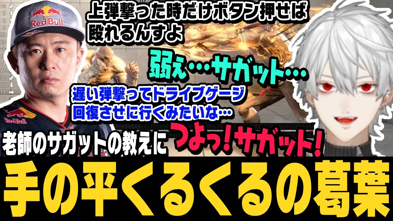 【スト6】老師のサガットの教えにすぐ手の平を返す葛葉【切り抜き/ボンちゃん/ストリートファイター6/にじさんじ】