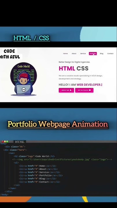 Portfolio Page using Html, Css #like #subscribe #virel #trending - YouTube