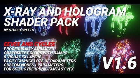 X-Ray and Hologram Shader Pack v1.6 for Blender Eevee + Cycles #b3d #blender3d #blender
