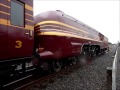 L.M.S. 6229 Duchess of Hamilton leaving NRM Shildon with Deltic 55002 enroute York NRM 31/1/14