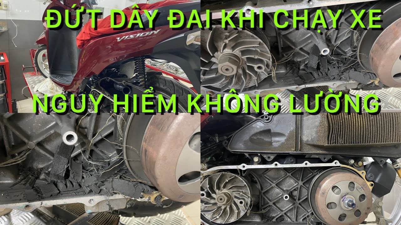 Xe vision đứt dây đai (curoa) nguy hiểm không lường... - youtube