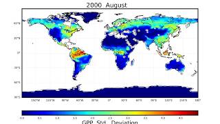 Animation of Gross Primary Productivity from E3SM's Land Model (ELM)