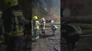 🔥🔥in steyregg heute morgen um 4:30...holzstoss in brand...einsatzkräfte vor ort. 🚔..🚒..🔥🔥