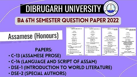 Dibrugarh University BA 6th Semester Assamese (H) C-13, C-14, DSE-1 & DSE-2 Question Paper 2022