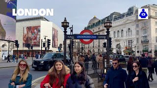 London Winter Walk 🇬🇧 Oxford Street, REGENT STREET to Leicester Square | Central London Walking Tour