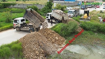 Awesome New Project Filling Land Activities Dump Truck Unloading & Bulldozer Komatsu Pushing Skills