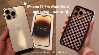 iPhone 14 Pro Max ( gold ) unboxing  with MagSafe Clear Case, accessories, setup & camera test!
