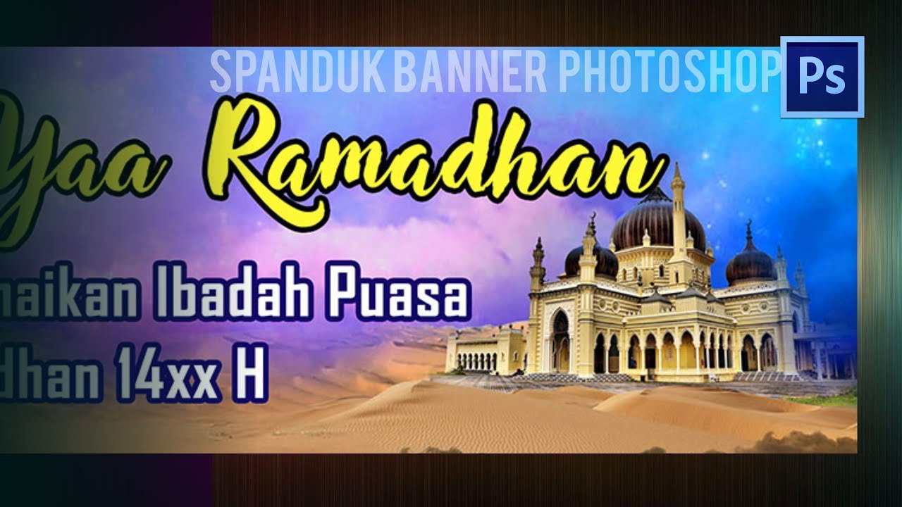 Tutorial cara  membuat  desain  banner  ramadhan photoshop  