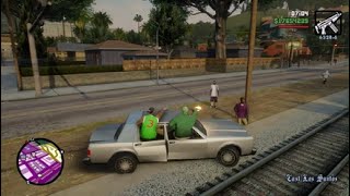 Grand Theft Auto: San Andreas CJ and Grove street did a drive by