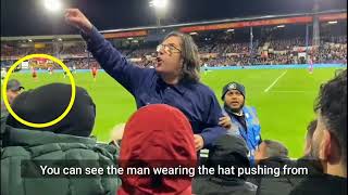 Liverpool fans and Luton fans clashed inside the Stadium