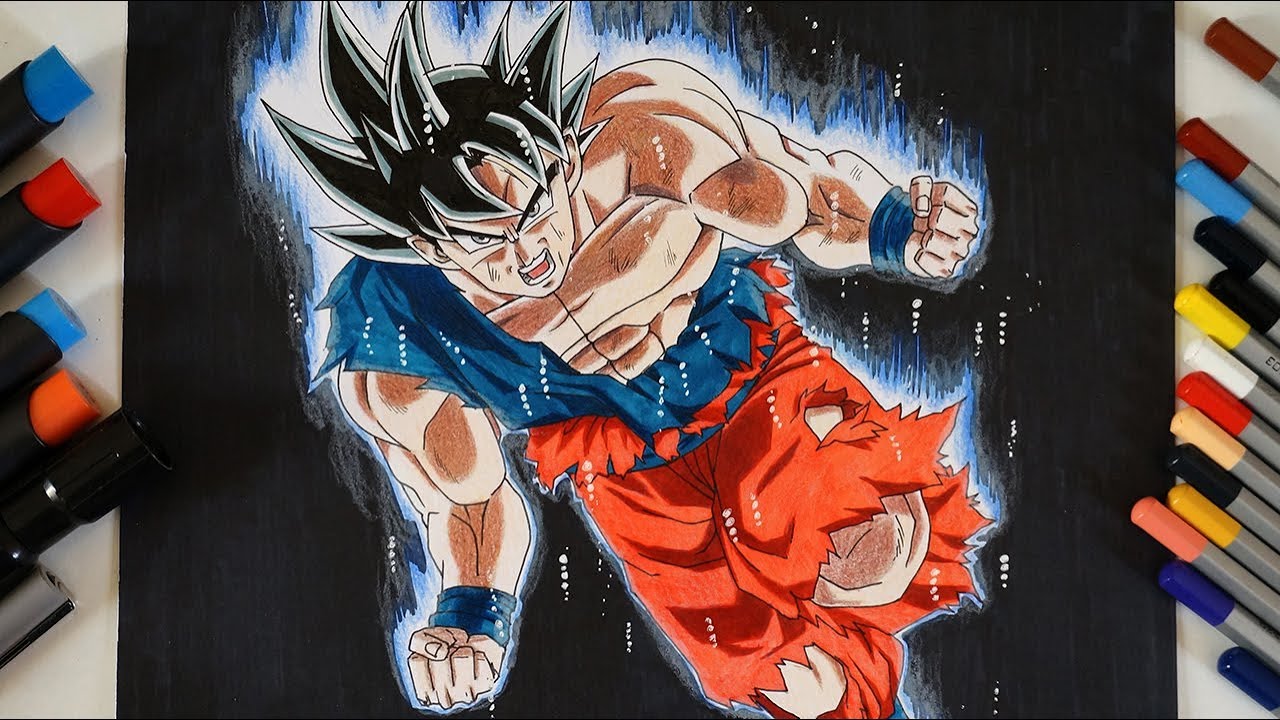 Anime Art - Drawing Goku Ultra Instinct - Dragon Fist - PaintingTube