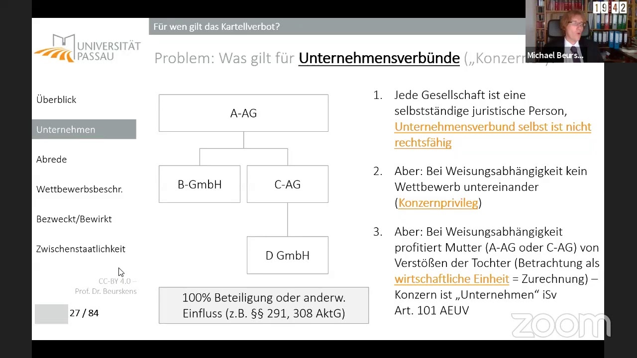 Kartellrecht 04 - Grundlagen IV / Kartellverbot I (29.04.2020, 18:00 Uhr)