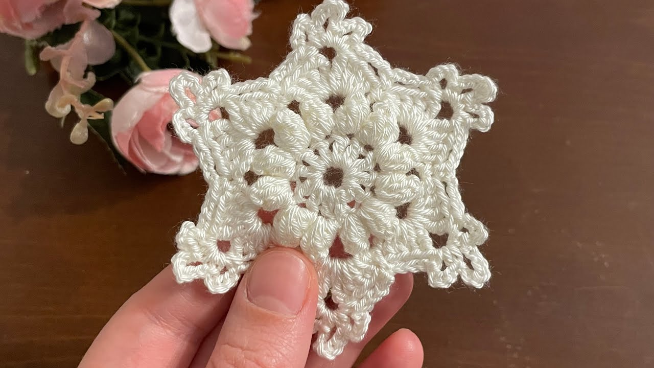 🌸 Amazing ! Crochet Star Flower Motif Snowflake Crochet Patterns