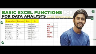 Top 10 Basic Excel Functions Every Data Analyst Must Know | Excel Tutorial for Beginners