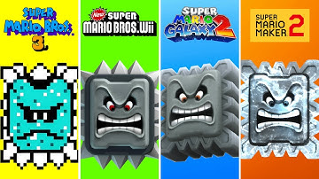 Evolution of Thwomp in Super Mario Games (1988-2025)