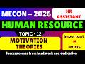 Motivation Theories MCQS | MECON Assistant HR Recruitment 2026 | MECON HR PDF Book 2026 | MECON HR