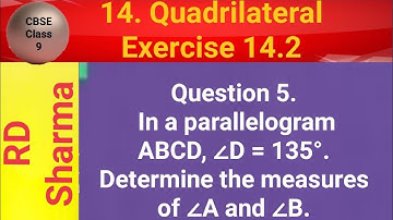In a parallelogram ABCD, ∠D = 135°. Determine the measures of ∠A and ∠B.