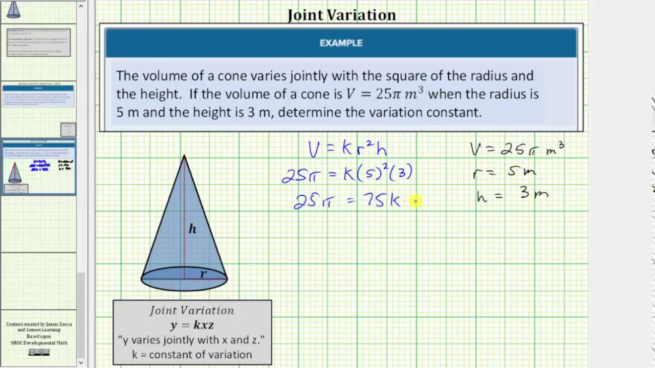 solve the problem of joint variation using a constant of variation