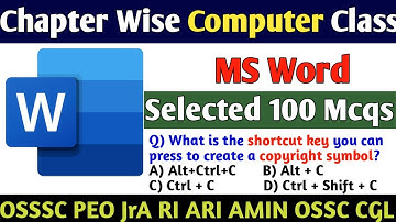 Ms Word 100 Mcq// OSSSC PEO Junior Assistant RI ARI AMIN OSSC CGL Class // Ms Word Complete Analysis