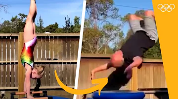 This young gymnast teaching her dad gymnastics will make your day! ❤️