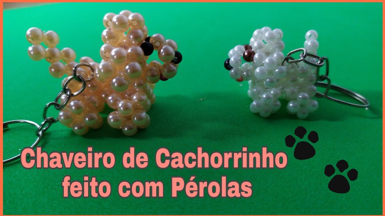 Cachorrinho em Pérola para Chaveiro | Art'Bia
