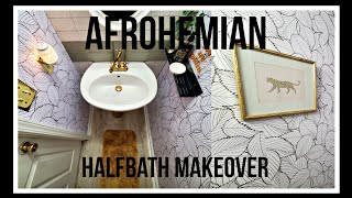 Modern Afrohemian Pink,Black&Gold Half bath makeover__Budget Friendly!