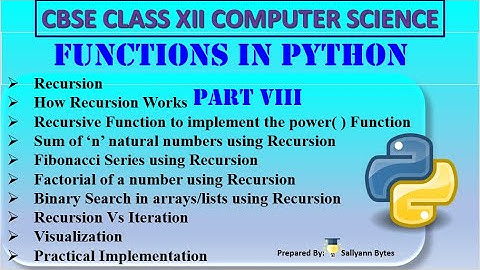 Functions in Python (Part 8) | Recursion & Practical Examples| CBSE Class 12 Computer Science