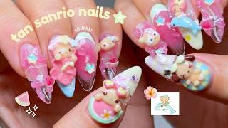 ADORABLE summer sanrio nails ft custom magnetic charms