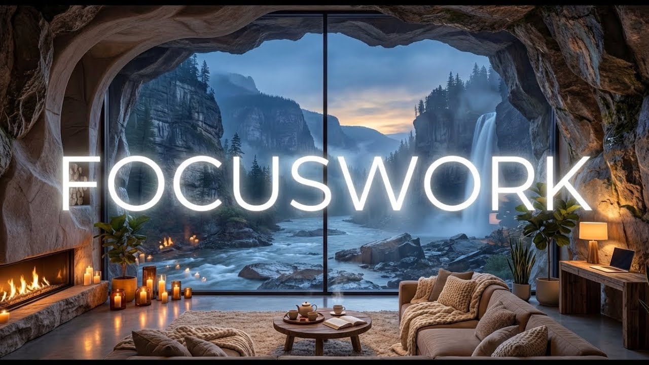 Deep Chill House Night Lounge — Waterfall & River View | Relaxing Beats & Smooth Vibes