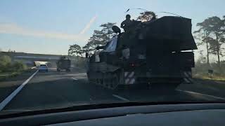 Dutch armoured Howitzer 2000 at the highway.