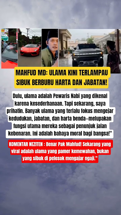 MAHFUD MD: ULAMA KINI TERLAMPAU SIBUK BERBURU HARTA DAN JABATAN #mahfudmd #gusiqdham #ulama