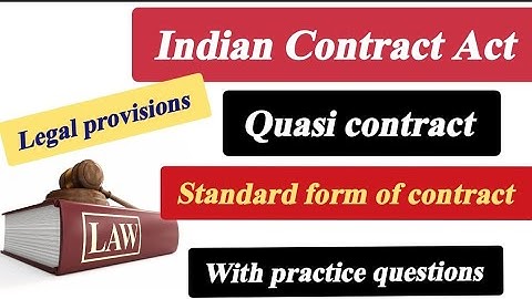 Quasi Contract and Standard form of Contract with legal provisions//Indian Contract Act, 1872#ugcnet