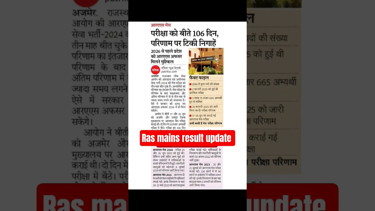 Ras mains result update 