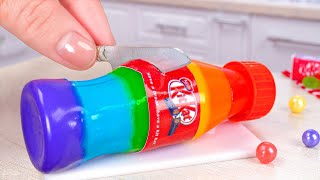 Rainbow Kitkat 🌈 Satisfying Miniature Bottle Rainbow Jelly Recipe | Mini Fruit Dessert