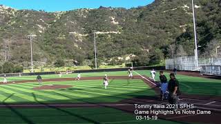 Tommy Italia 2021 SFHS Game Highlights 03-15-19