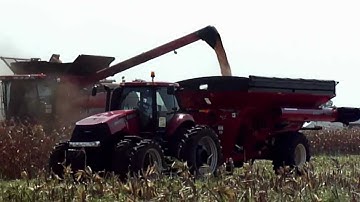 New Case IH 7130 combine and Magnum 340 with Brent grain cart - Farm Progress 2012