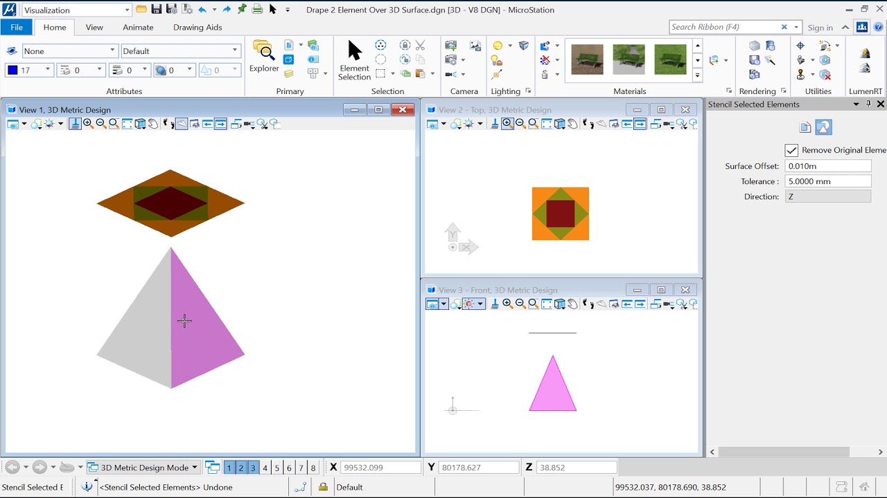 Drape 2D Element Over 3D Surface