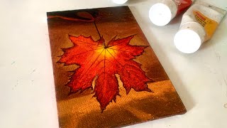 Autumn Leaf Painting/ Leaf Painting/ Easy Acrylic Painting for Beginners / How to Paint Autumn leaf