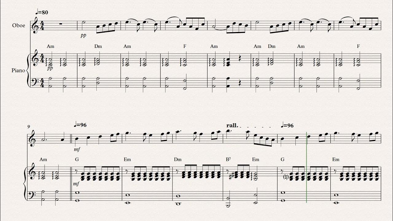 Score Swan Lake (Tchaikovsky) Oboe and Piano (duet) YouTube