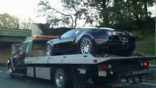 Sports Performance Bugatti veyron EB 16.4 crash fail flat bed towed shot w/ iPhone 4s Brooklyn NY