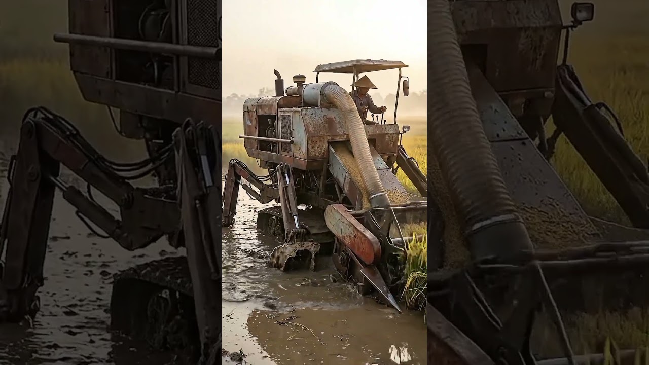 When Technology Works the Hardest Rice Harvest in Action 