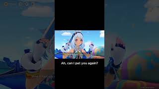 Mualani Pets Aether #genshinimpact #mualani #waterpark #traveler #aether #paimon #beach