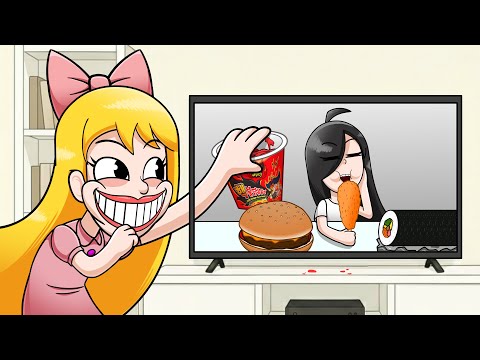 Pulling Buldak Ramen, Burgers, Gimbap, and Hot Dogs Out of the TV and Eating Them as I Please - E...