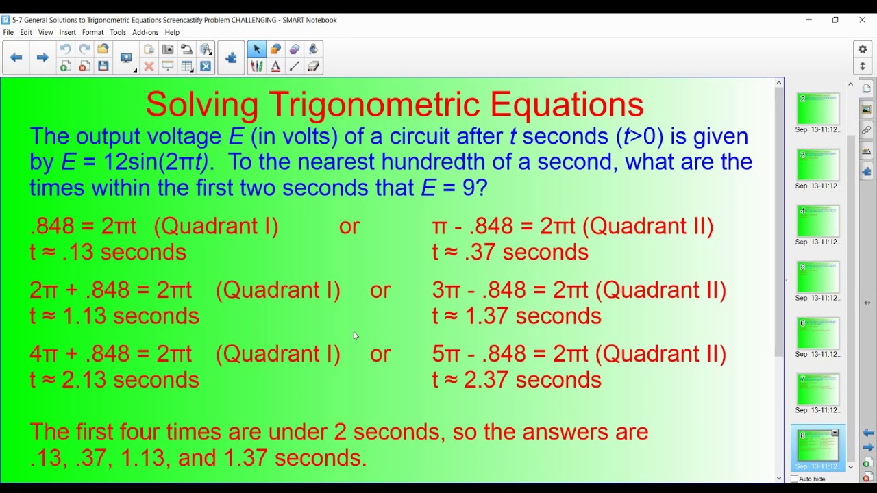Solving More Challenging Trigonometric Equations - YouTube