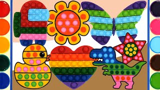 AMONG US POP-IT Jelly Coloring & Painting | TikTok fidget toy, play dinosaur Pop It Challenge