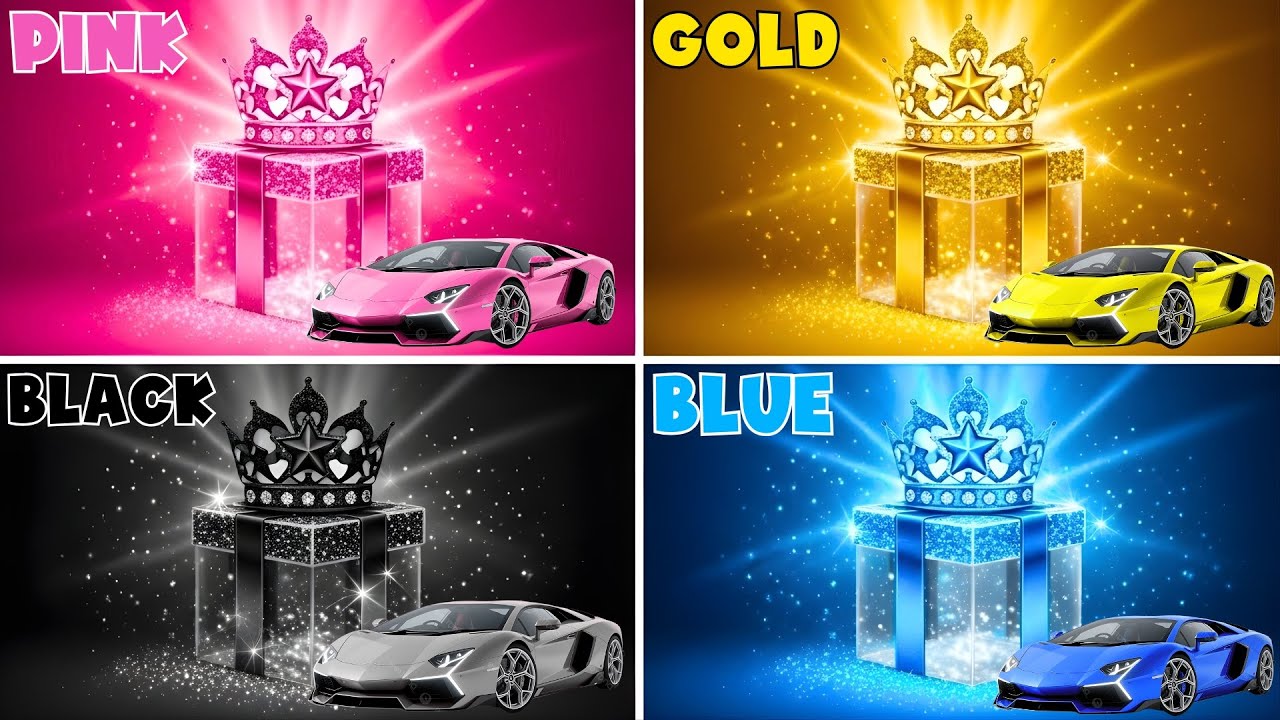 Choose Your Gift 🎁 Pink vs Gold vs Black vs Blue | 4 gift box challenge