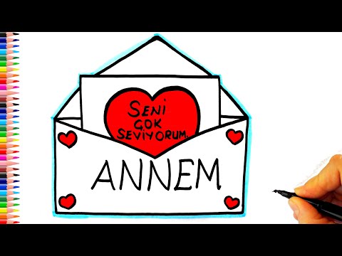 Annemize Mektup 💌 👩‍👧‍👦 Annemiz İçin Resim Çizimi💓 Anneler Günü Resmi Nasıl Çizilir?