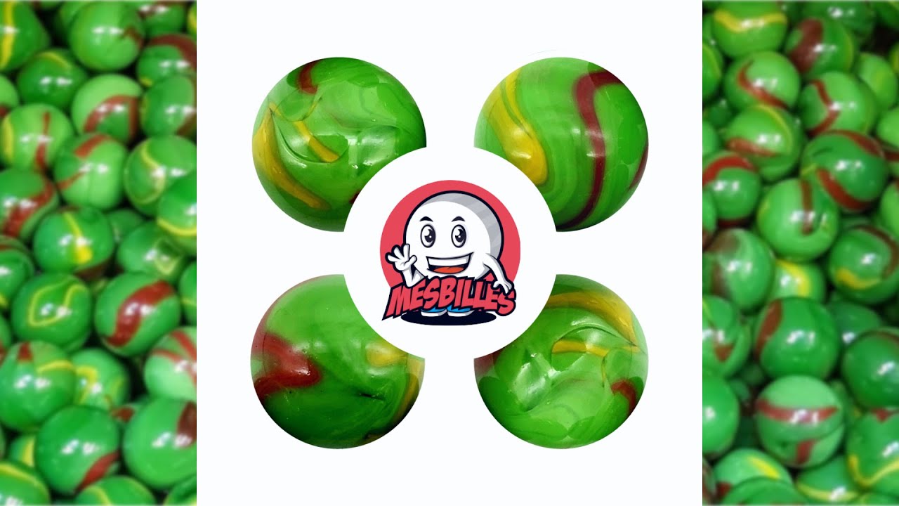 MaRécréation 3 Billes Calots Jungle – Billes En Verre 25 Mm, Vertes, Collection Big Ones